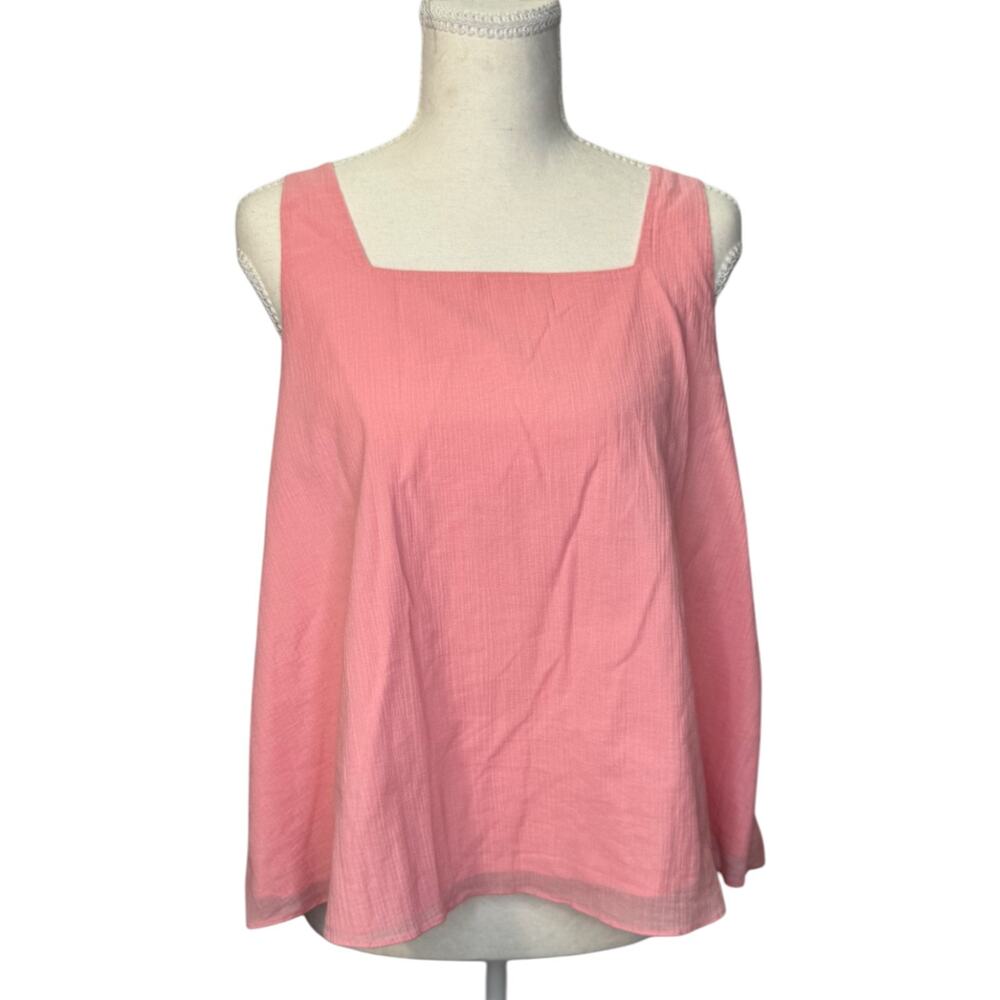Club Monaco Tie-Back Cotton Tank Pink Medium Spring Break Coastal Resort Vacay
